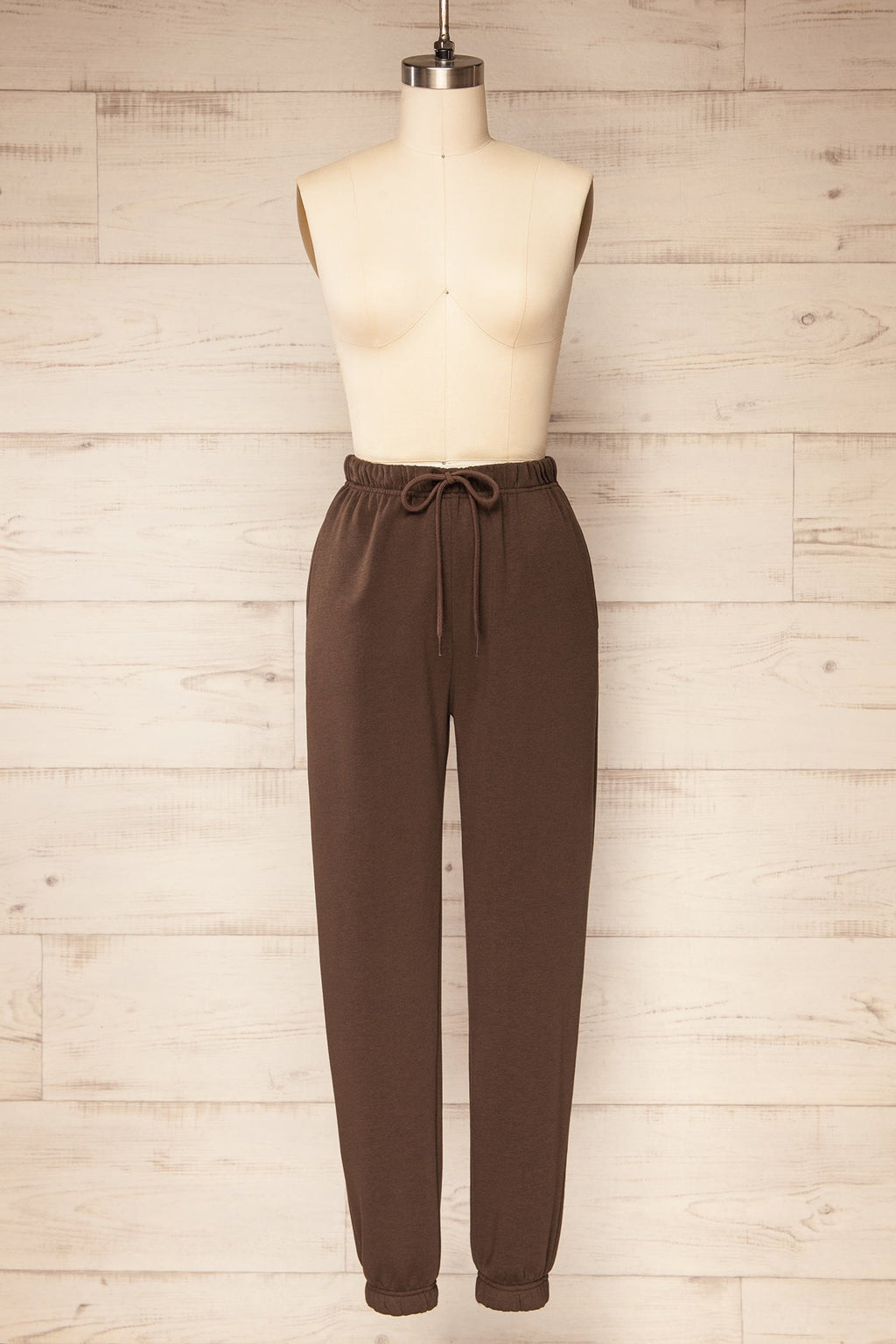 Wokha | Brown High-Waisted Jogger Pants with Pockets