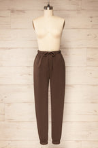 Wokha | Brown High-Waisted Jogger Pants with Pockets