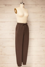 Wokha | Brown High-Waisted Jogger Pants with Pockets