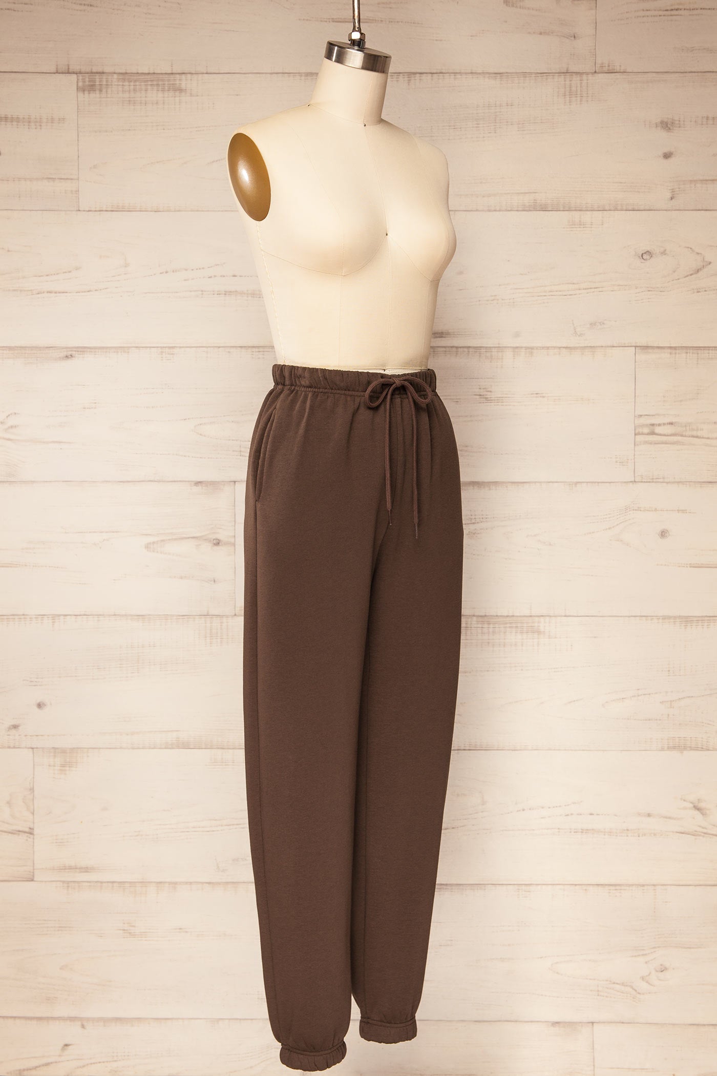 Wokha | Brown High-Waisted Jogger Pants with Pockets