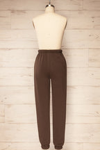 Wokha | Brown High-Waisted Jogger Pants with Pockets