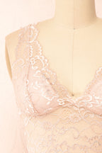 Zerline Pink | Floral Lace Bralette w/ Silver Detailing