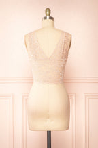 Zerline Pink | Floral Lace Bralette w/ Silver Detailing