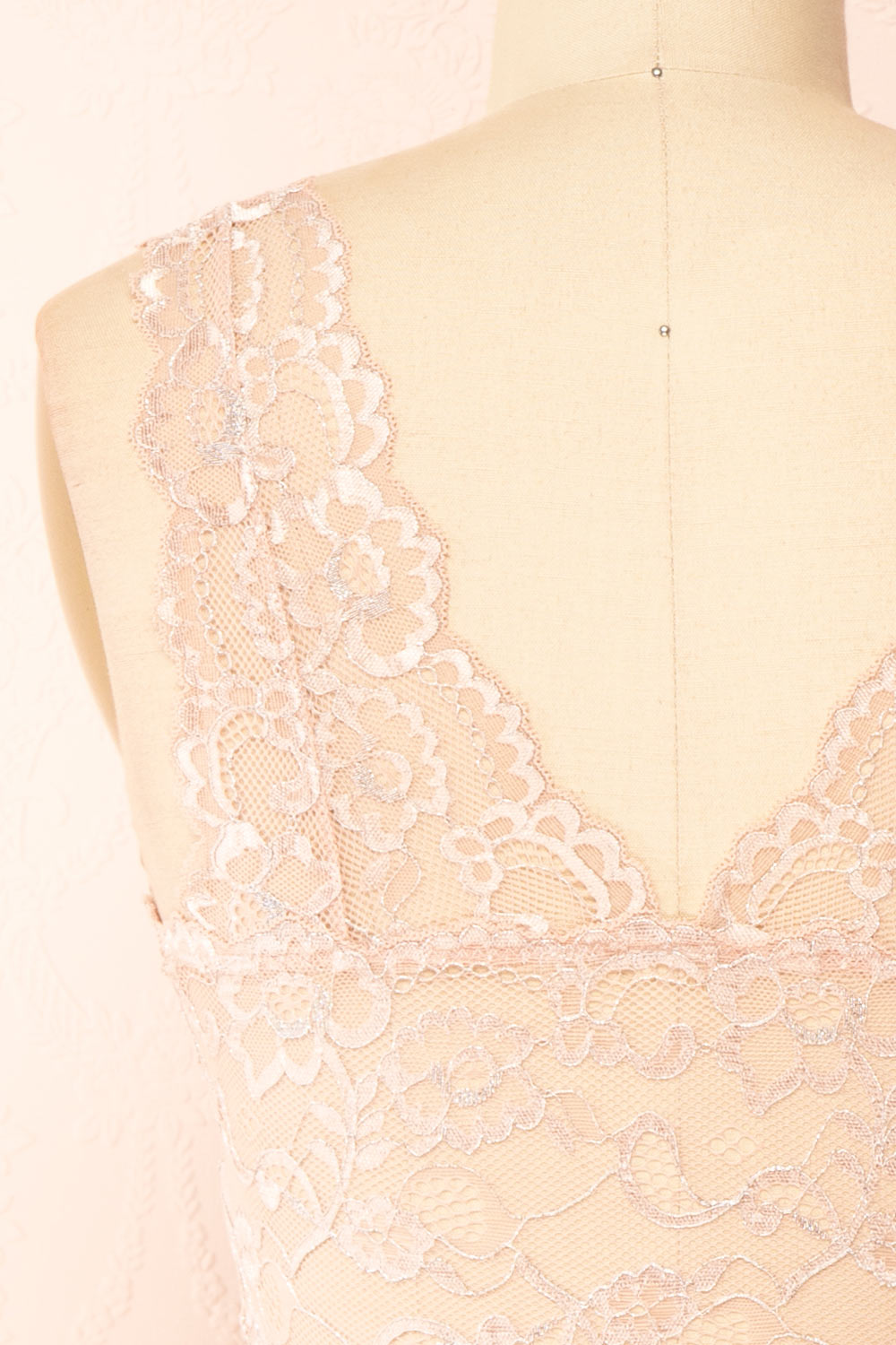 Zerline Pink | Floral Lace Bralette w/ Silver Detailing