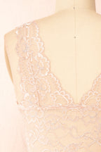 Zerline Pink | Floral Lace Bralette w/ Silver Detailing