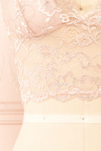 Zerline Pink | Floral Lace Bralette w/ Silver Detailing