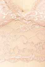 Zerline Pink | Floral Lace Bralette w/ Silver Detailing