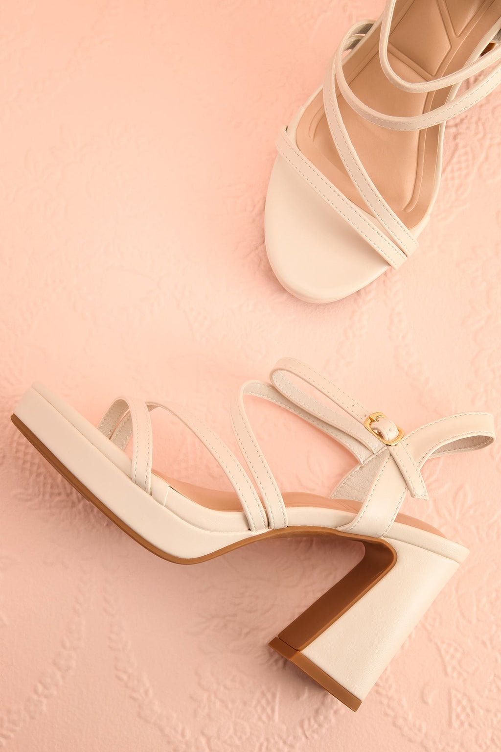 Adina Ivory | Strappy Platform Sandals with Block Heel