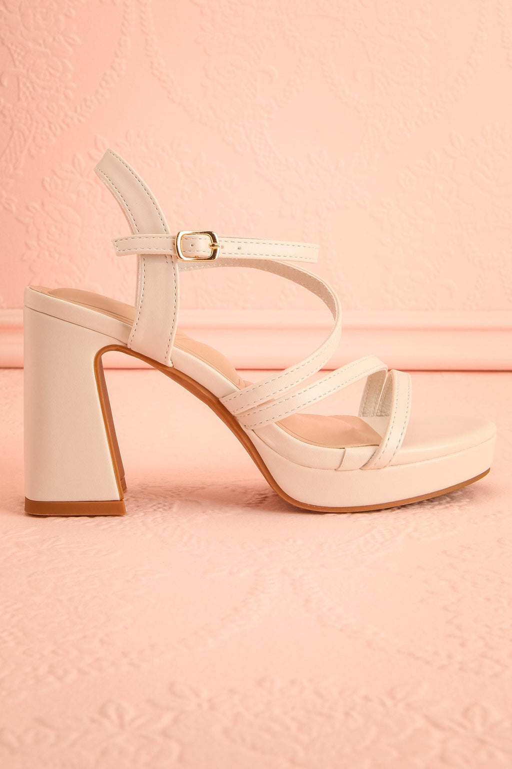 Adina Ivory | Strappy Platform Sandals with Block Heel