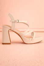 Adina Ivory | Strappy Platform Sandals with Block Heel