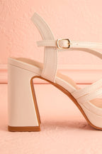 Adina Ivory | Strappy Platform Sandals with Block Heel