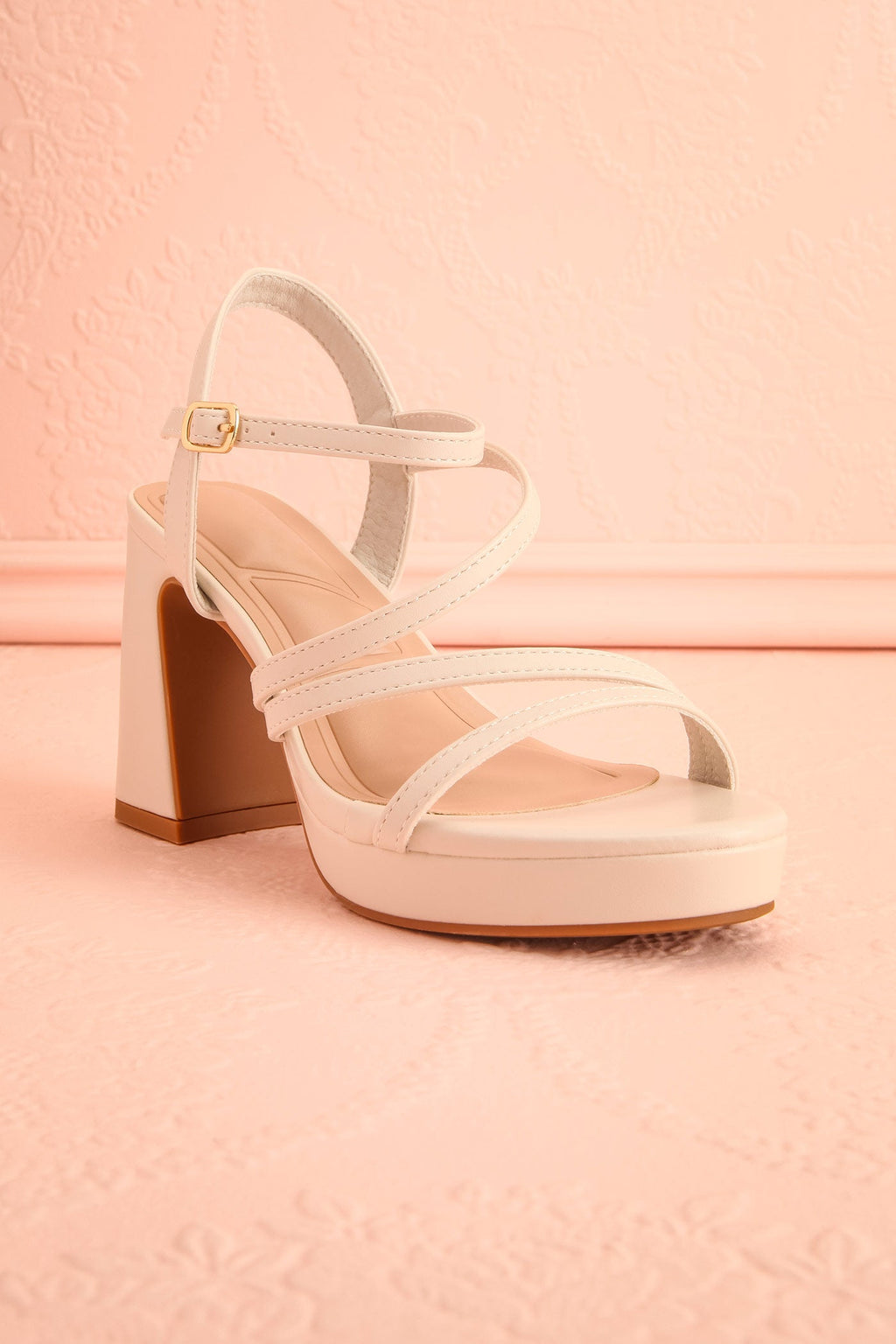 Adina Ivory | Strappy Platform Sandals with Block Heel