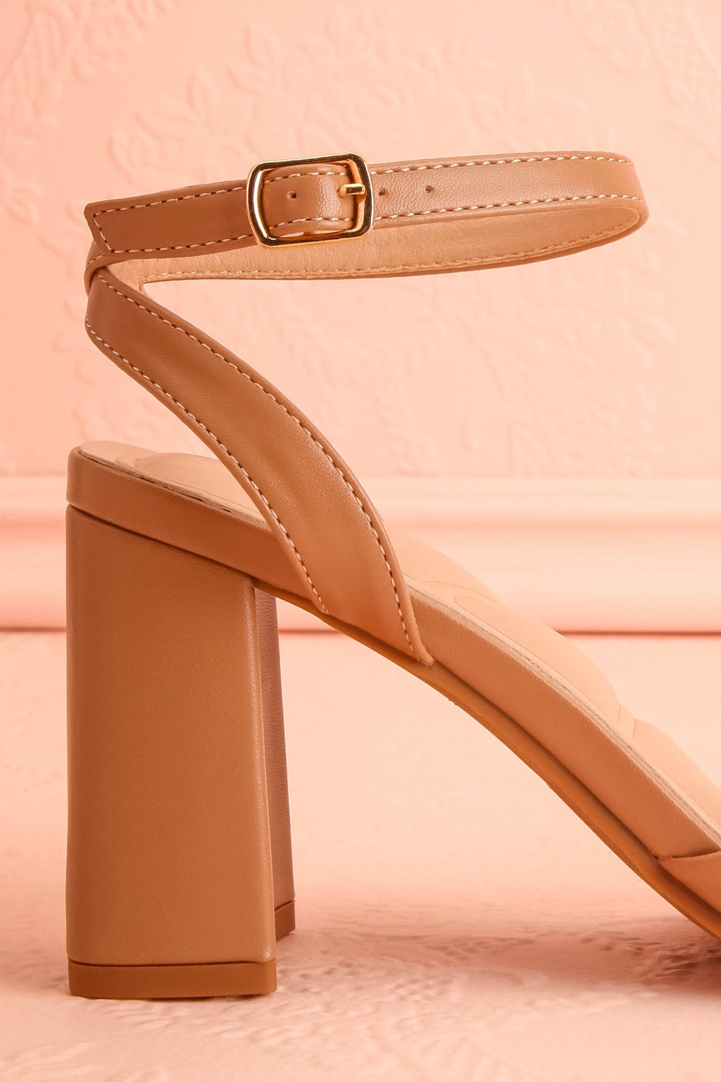 Allison | Beige Square Toe Block Heel Sandals