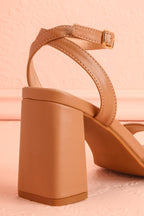 Allison | Beige Square Toe Block Heel Sandals