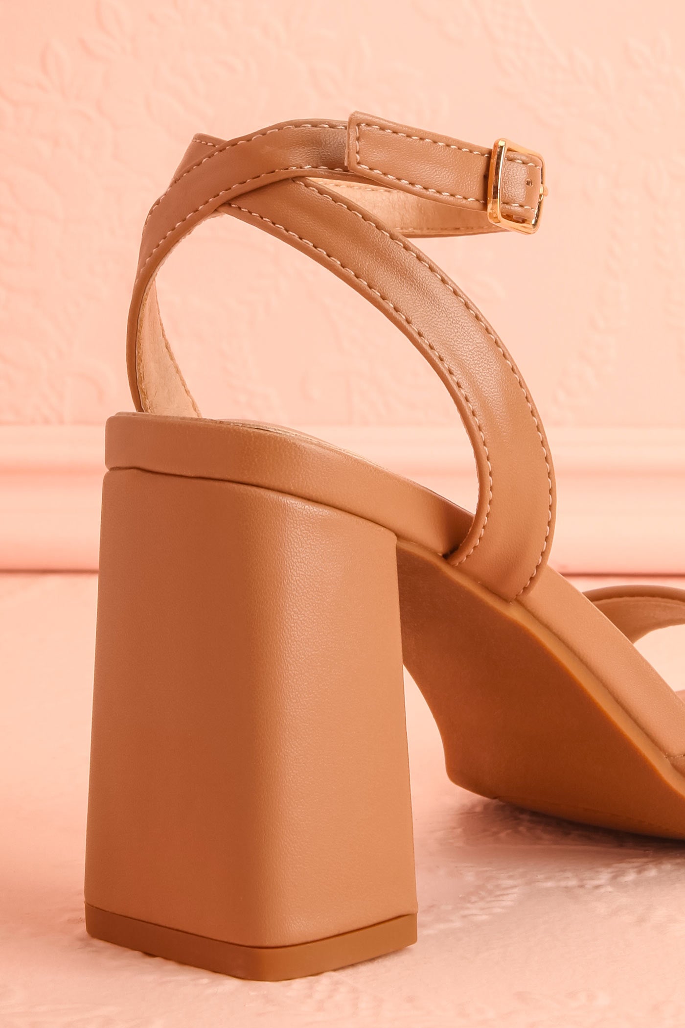 Allison | Beige Square Toe Block Heel Sandals