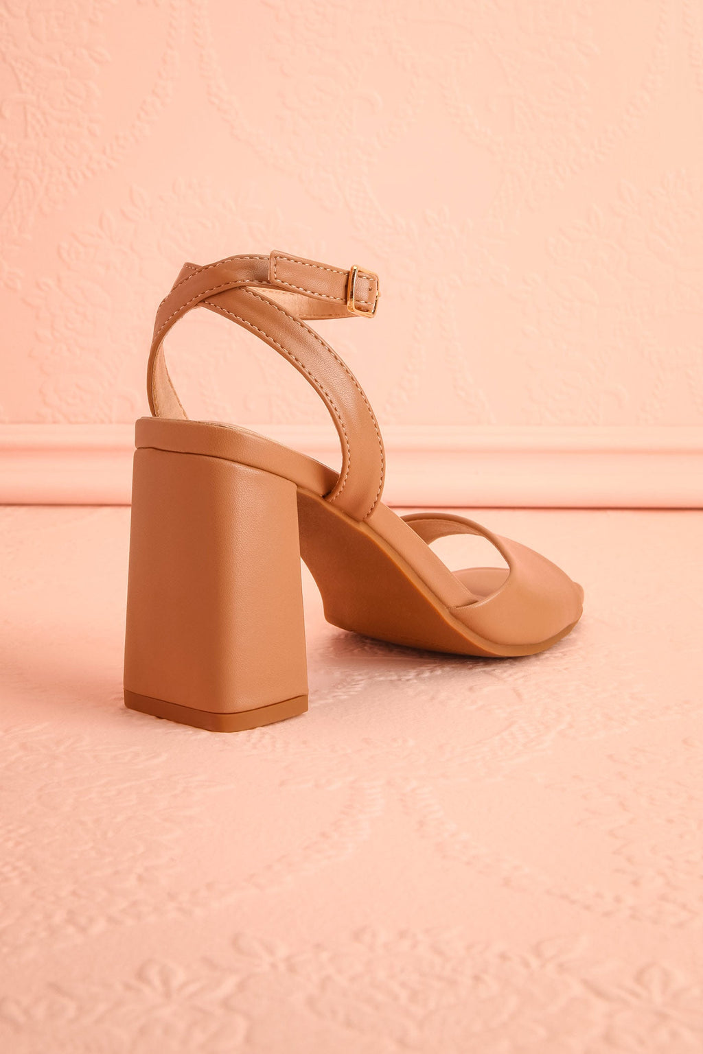 Allison | Beige Square Toe Block Heel Sandals
