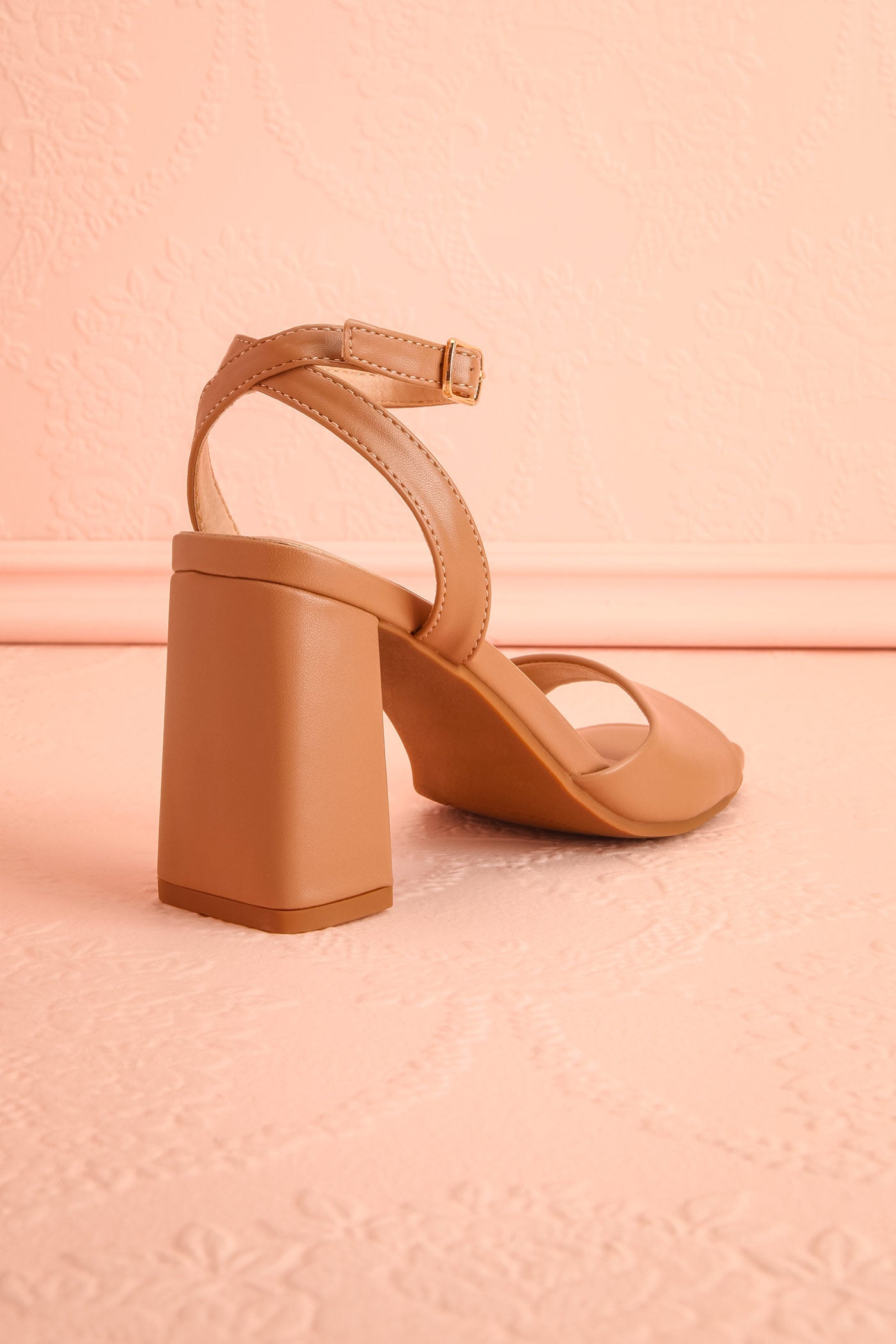 Allison | Beige Square Toe Block Heel Sandals