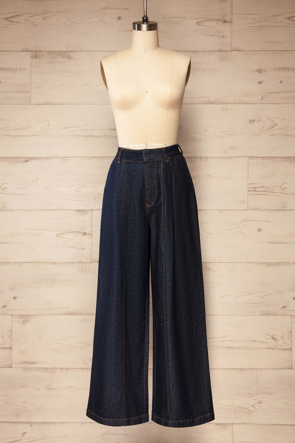 Antoing | Navy High-Waisted Wide-Leg Denim Pants
