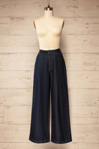 Antoing | Navy High-Waisted Wide-Leg Denim Pants