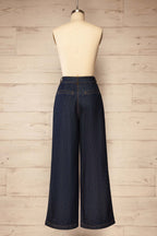 Antoing | Navy High-Waisted Wide-Leg Denim Pants