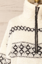 Aquino | Cropped High Neck Patterned Knit Sweater