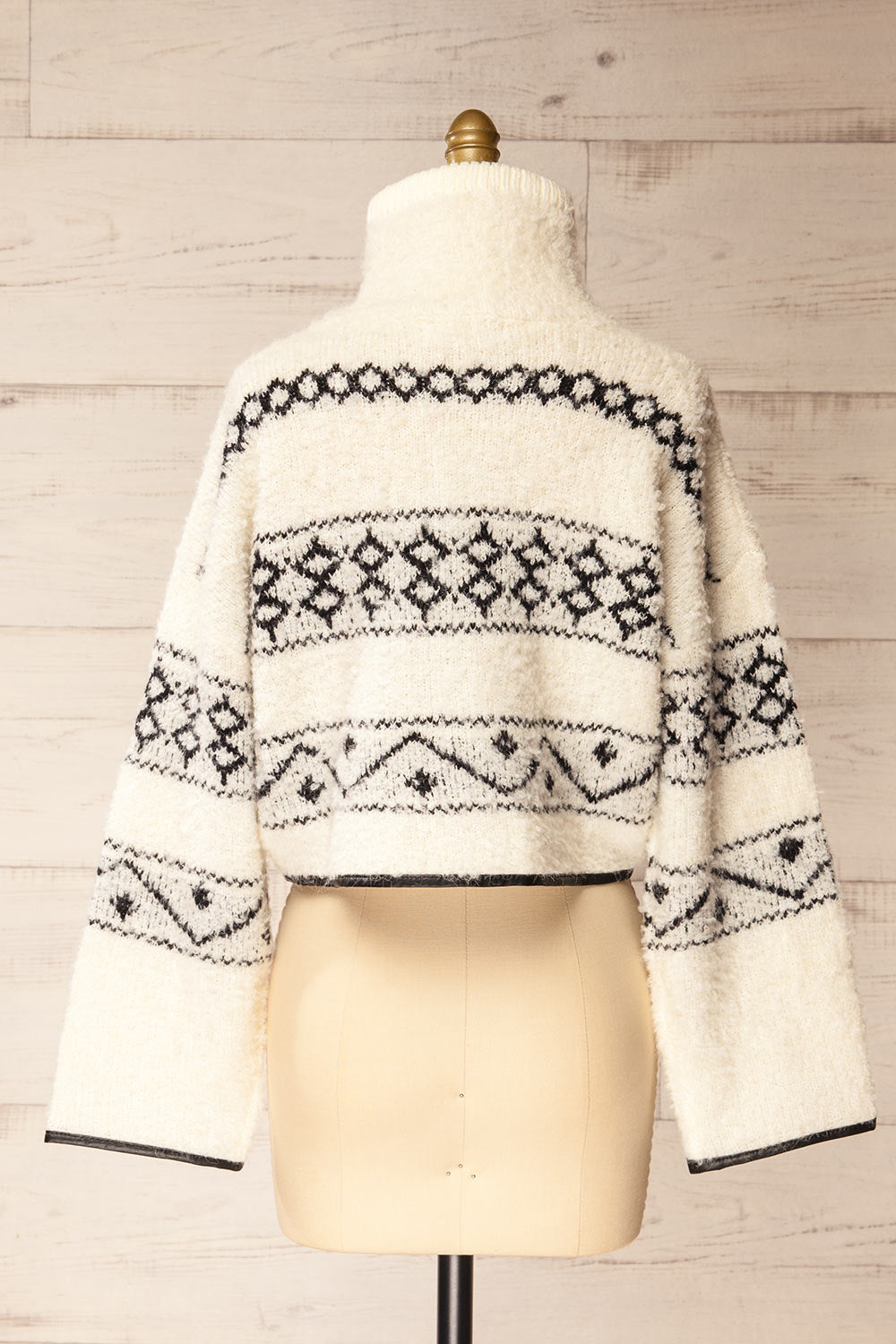 Aquino | Cropped High Neck Patterned Knit Sweater