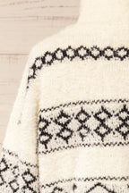 Aquino | Cropped High Neck Patterned Knit Sweater