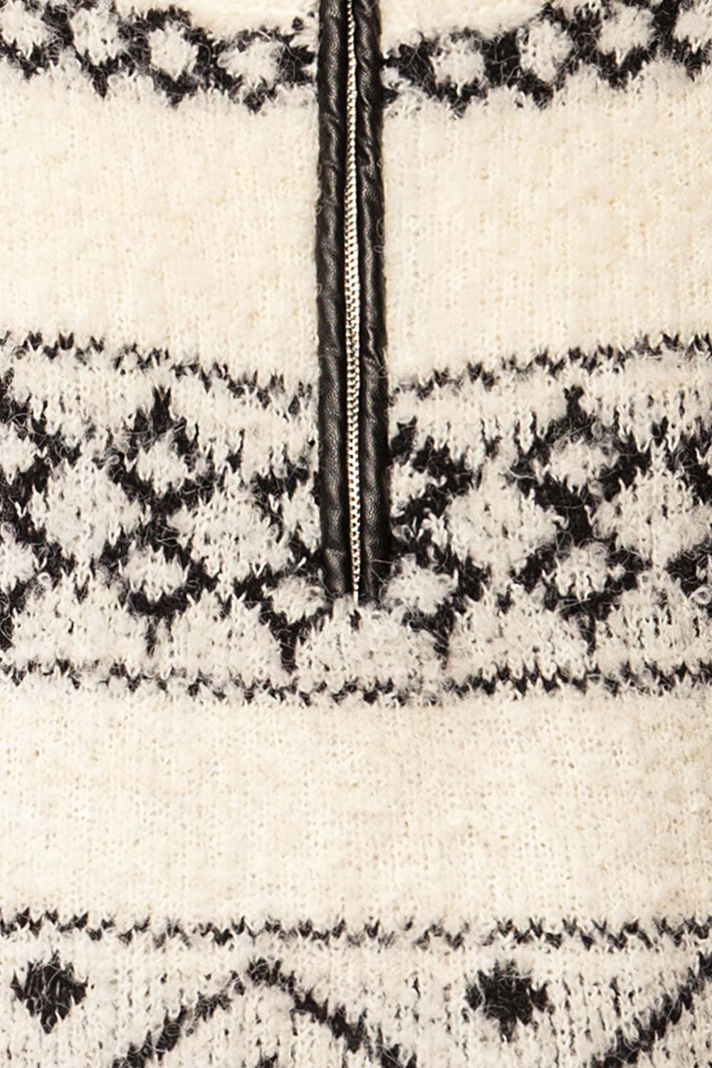 Aquino | Cropped High Neck Patterned Knit Sweater