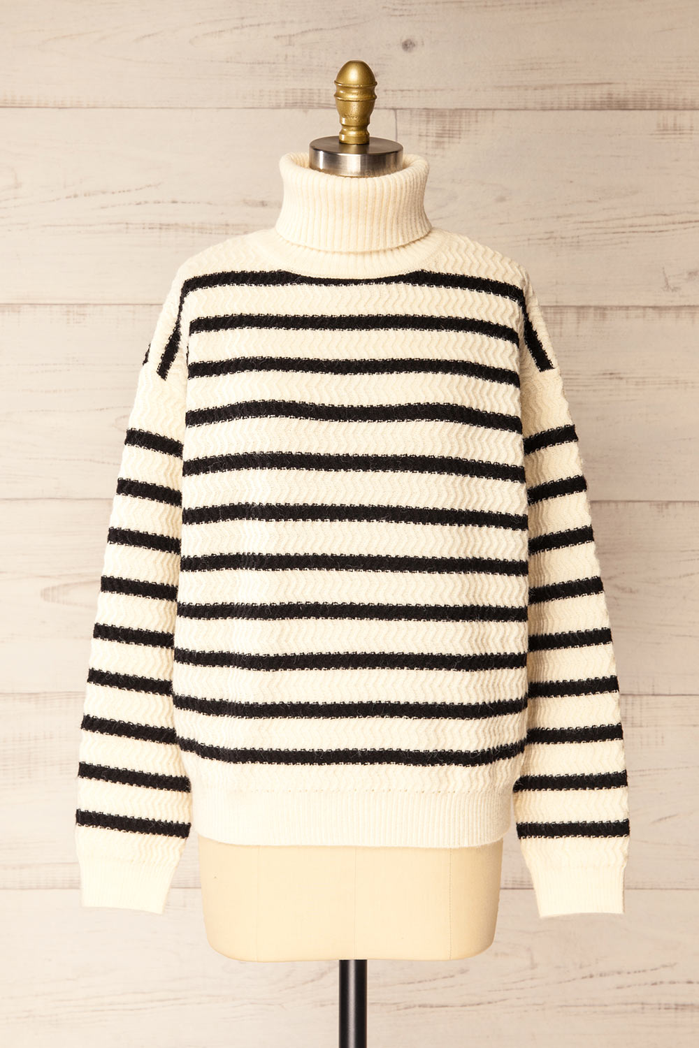 Arcot | Striped Knit Turtleneck Sweater