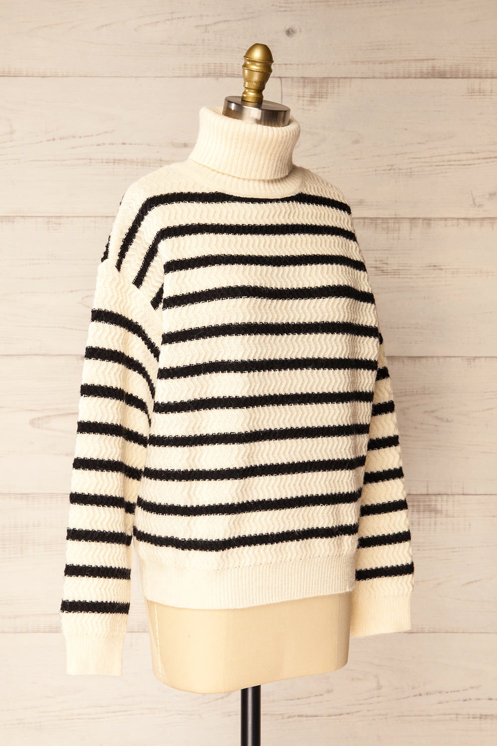 Arcot | Striped Knit Turtleneck Sweater
