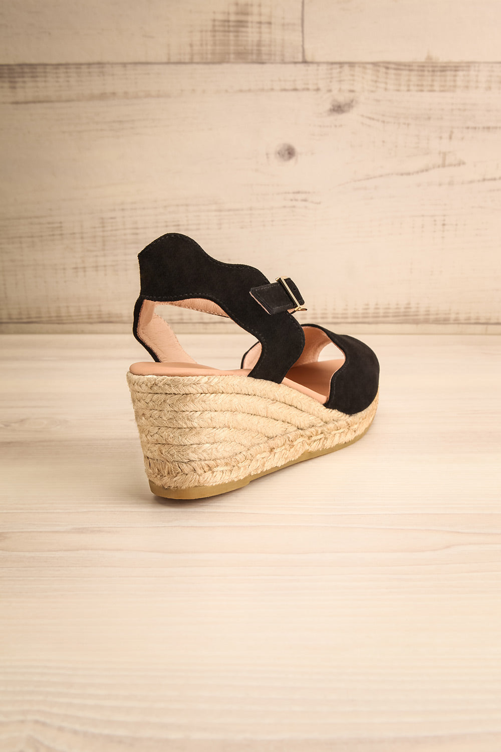 Arma Black | Peep Toe Sandal Wedges