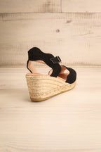 Arma Black | Peep Toe Sandal Wedges