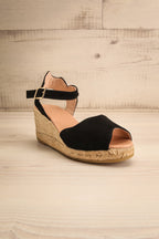 Arma Black | Peep Toe Sandal Wedges