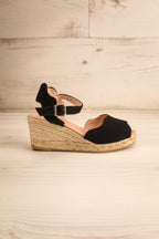 Arma Black | Peep Toe Sandal Wedges