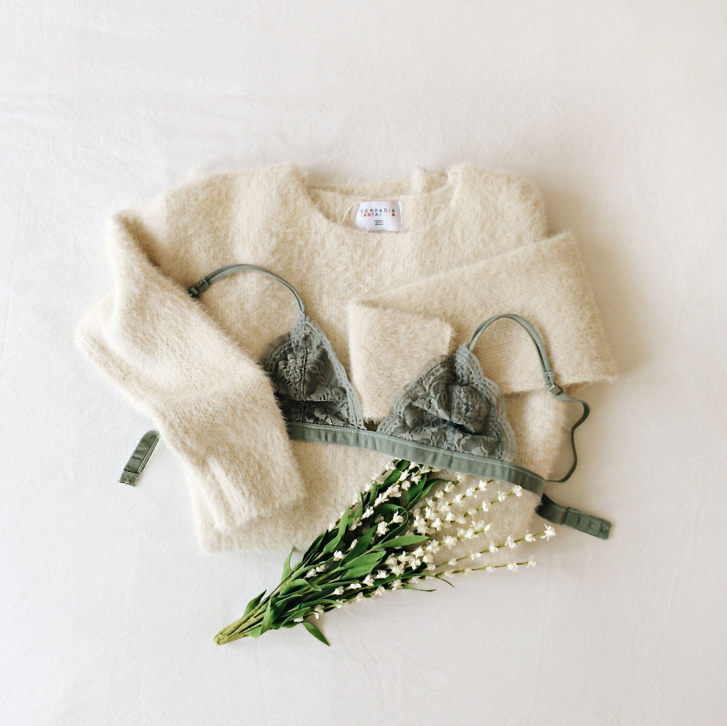 Ati Blue-Grey | Lace Bralette