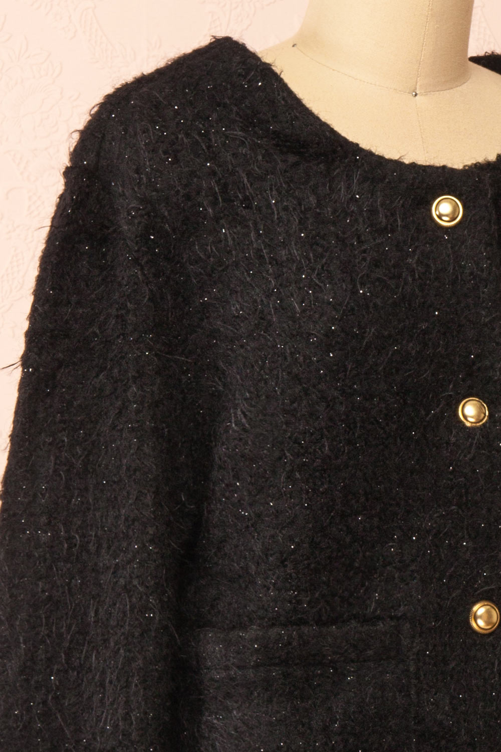 Avalee Black | Fuzzy Knit Cardigan w/ Pockets
