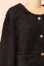 Avalee Black | Fuzzy Knit Cardigan w/ Pockets