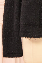 Avalee Black | Fuzzy Knit Cardigan w/ Pockets
