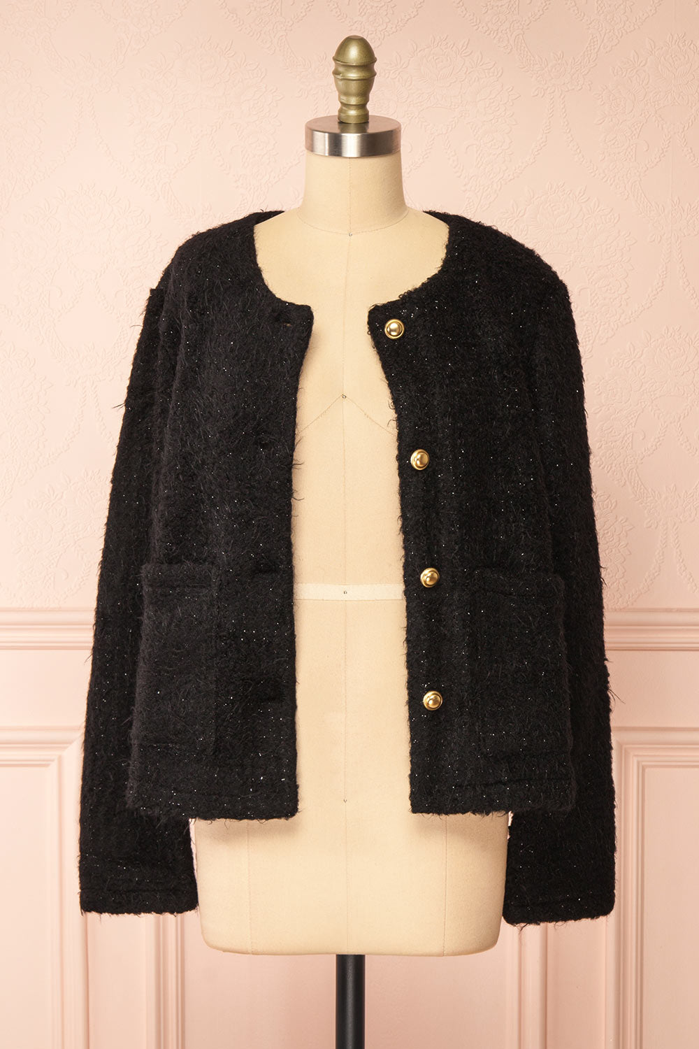 Avalee Black | Fuzzy Knit Cardigan w/ Pockets