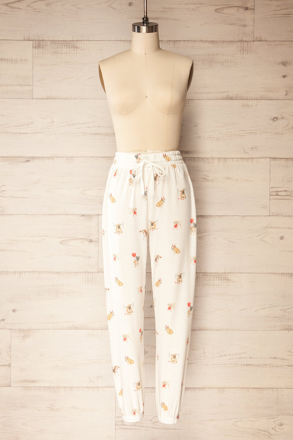 Ballari | White Jogger Pants with Dog Print