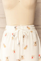Ballari | White Jogger Pants with Dog Print