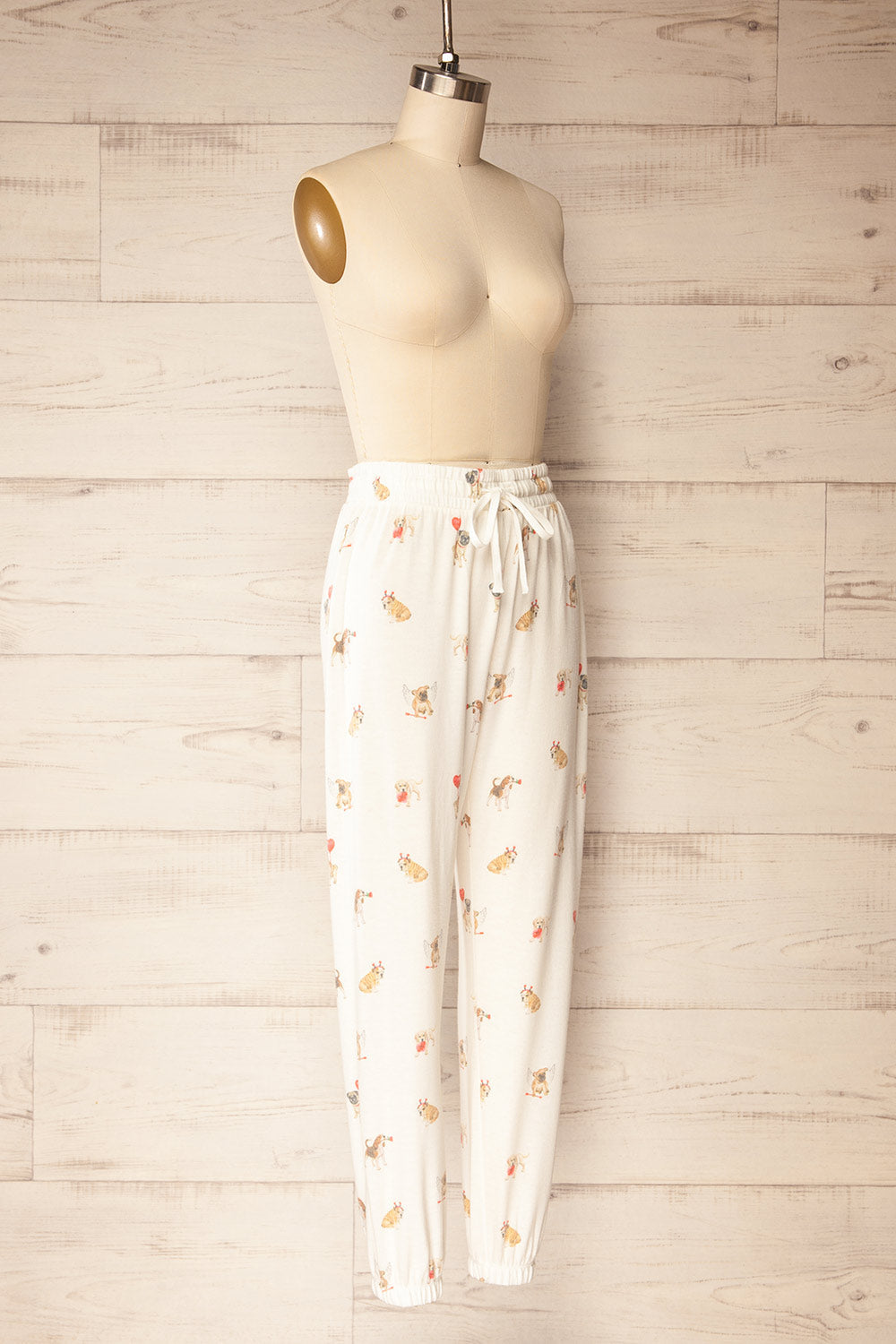 Ballari | White Jogger Pants with Dog Print