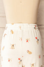 Ballari | White Jogger Pants with Dog Print