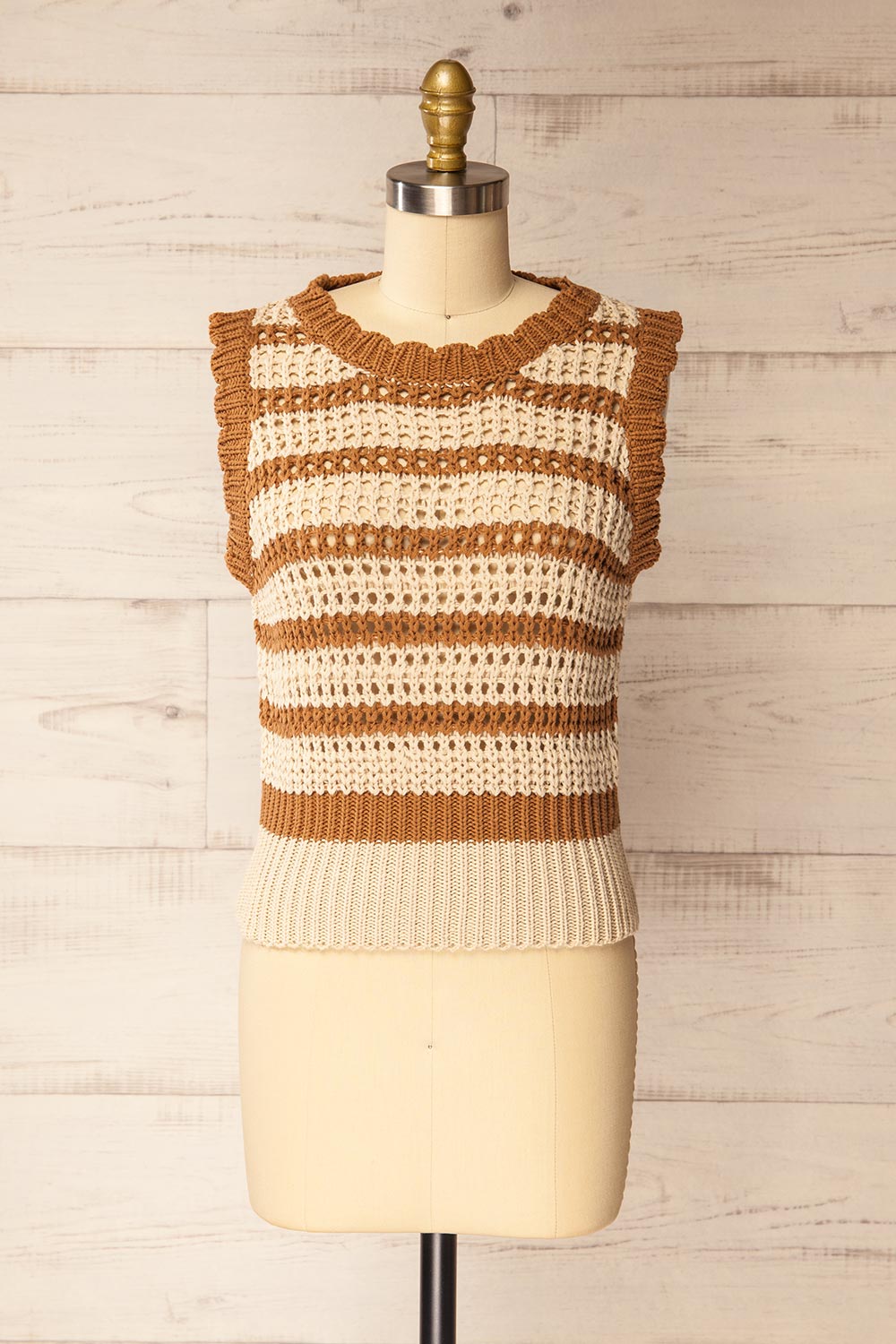 Barwani | Sleeveless Striped Crochet Vest