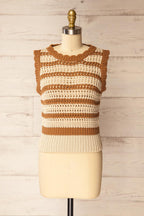 Barwani | Sleeveless Striped Crochet Vest