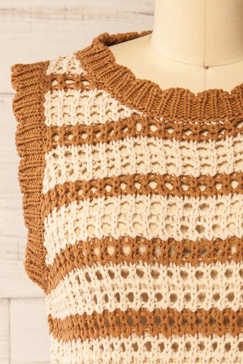 Barwani | Sleeveless Striped Crochet Vest