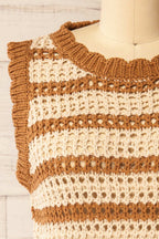 Barwani | Sleeveless Striped Crochet Vest