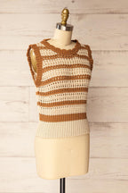 Barwani | Sleeveless Striped Crochet Vest