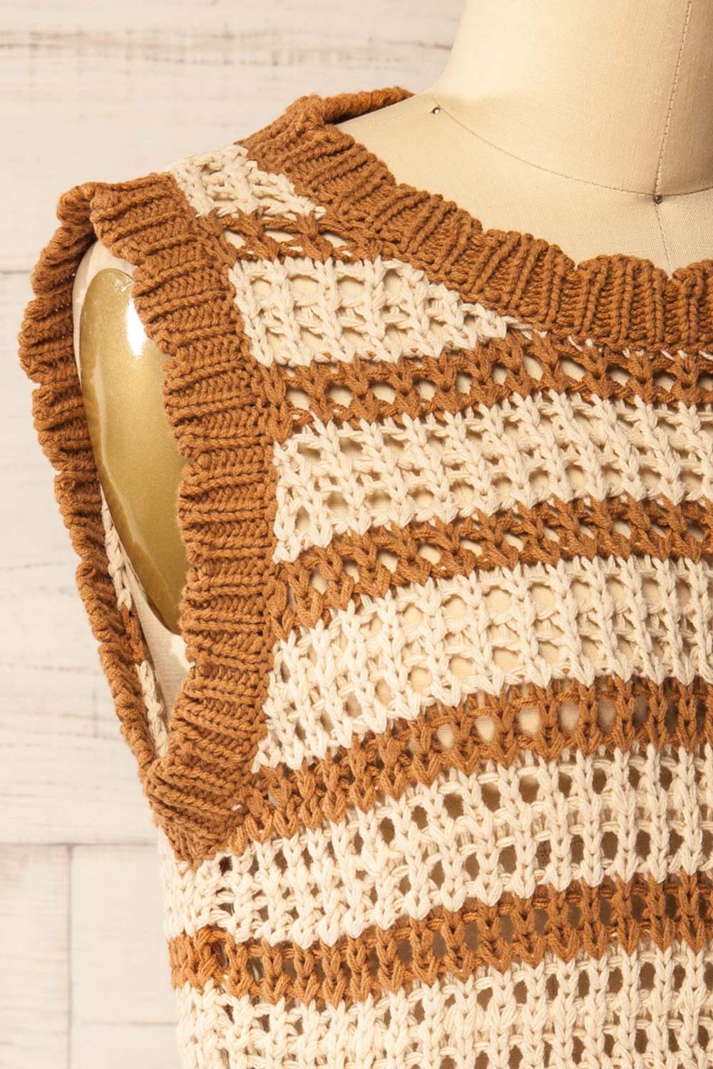 Barwani | Sleeveless Striped Crochet Vest