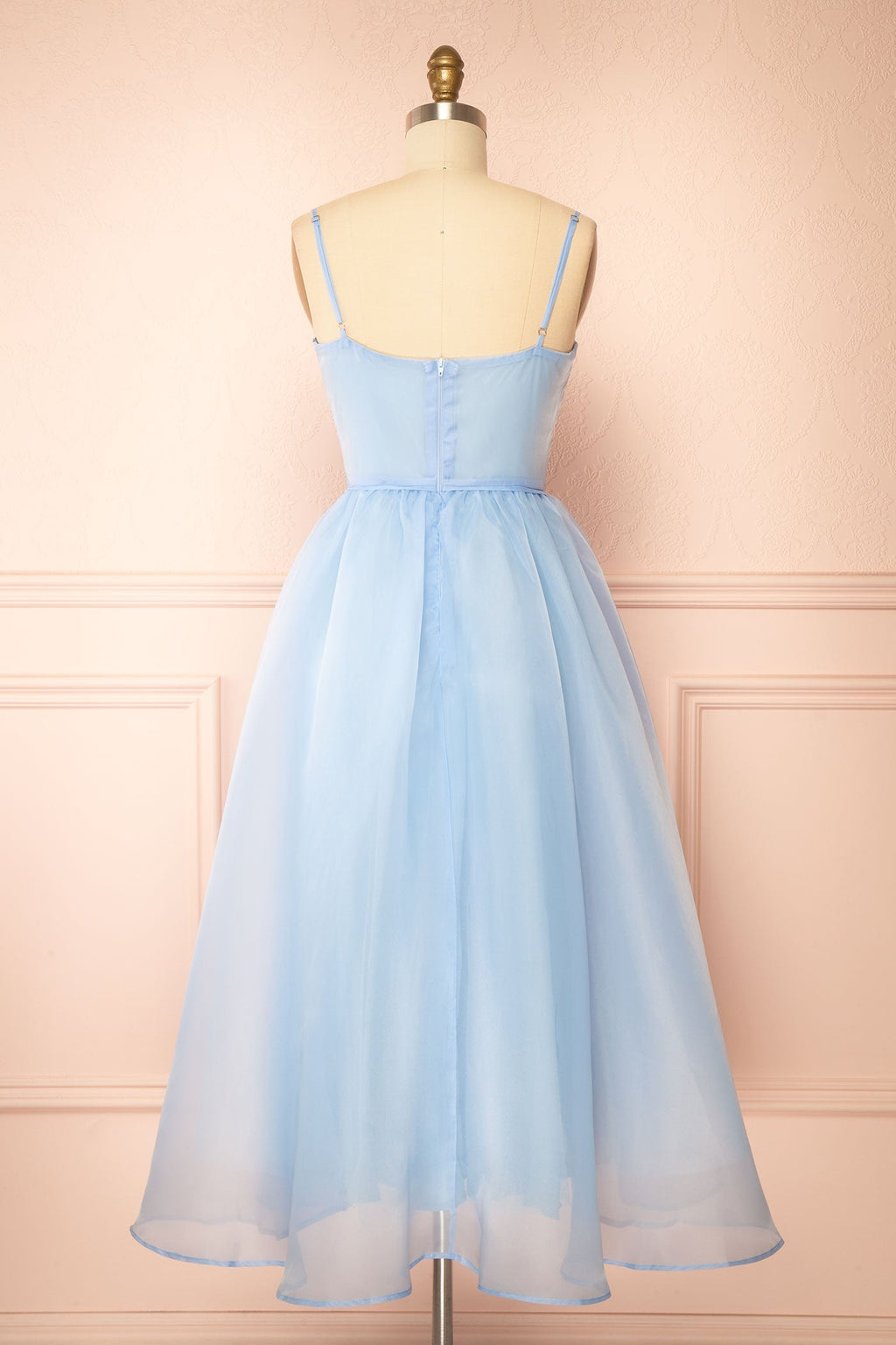 Berthia | Light Blue Corset Organza Midi Dress